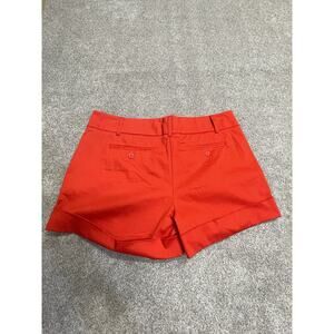 Classic Tailored Preppy Summer NY&C Bright Red Sateen cuffed Shorts 12 Mid Rise